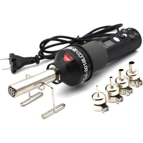 8018lcd Portable BGA Rework Solder Station Hot Air Blower Heat Gun Hair Dryer For Soldering Hot Air Gun With 3 nozzles VS 858D