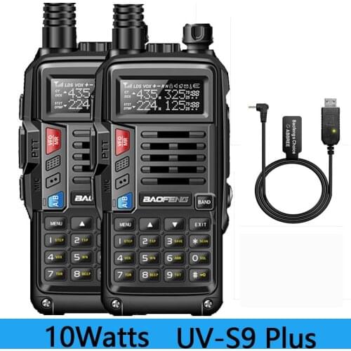 2PCS BaoFeng UV-S9 Plus 10W Dual Band Two-Way Radio (136-174MHz VHF & 400-520MHz UHF) Support USB Charging Walkie Talkie