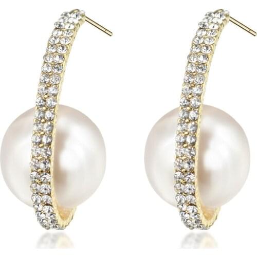 Stud Earrings Zircon with Pearl Earrings Jewelry for Wedding Party Gift Earrings