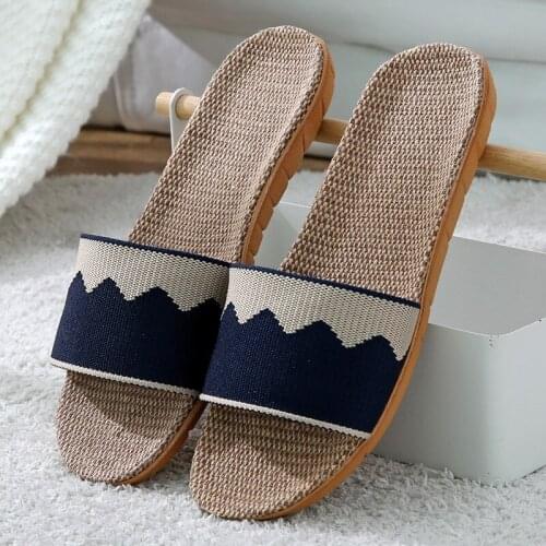 Men Slippers Flips Flops Shoes Sandals Women Hemp Summer Breathable Fashion Wave Platform Slides Non-Slip Flat Indoor