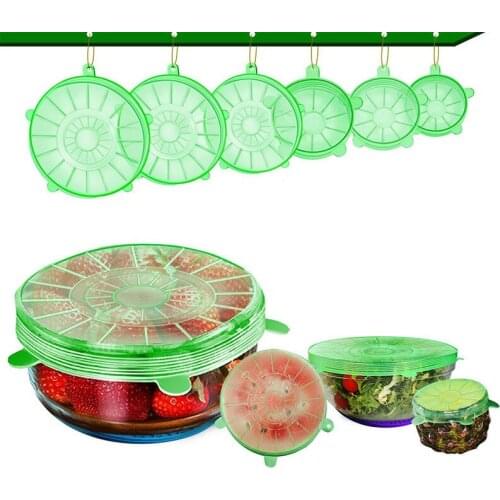 Vinipiak Kitchen 6PCS/set Silicone Food Covers Reusable Stretch Fruit Vegetable Seal Storage Bowls Lids BPA Free 6 C