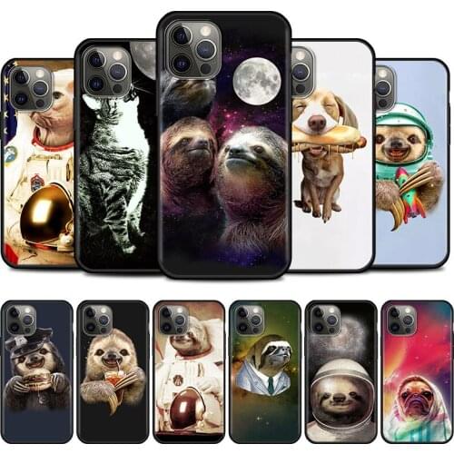 Cute Astronaut Sloth Pet Cell Phone Case For iPhone 11 Pro Max 7 XR 12 Mini X 6 6S XS 5 5S SE 2020 8 Soft Cover TPU Shell Coque