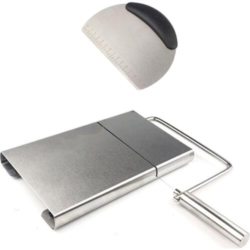 Cheese Slicer Stainless Steel Cheese Slicer Cheese Butter Line Slicer Equipped with 1 Graduated Flour Knife