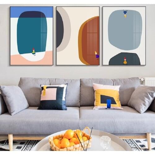 Modern Colored Cartoon Abstract Poster Print Canvas Paintings Nursery Wall Art Pictures on Canvas Gifts Kids Room Home Decor