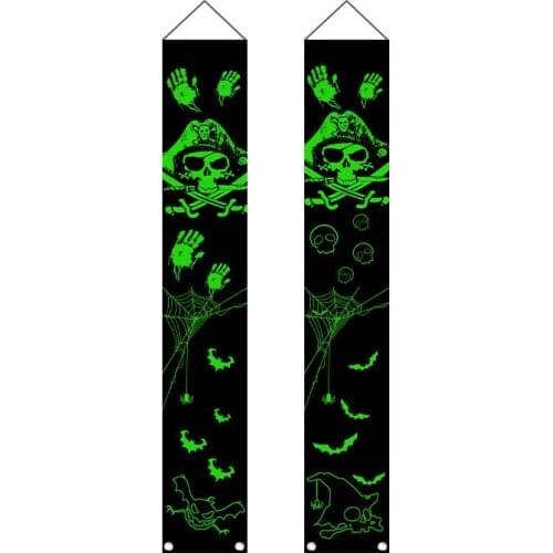 30CMx180CM Luminous Halloween Couplet Flag Halloween Luminous Halloween Door Curtain Banner Hanging Flag