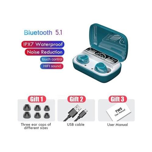 New TWS Bluetooth 5.1 Headset Charging Box Wireless Headset 9D Stereo Sports IPX7 Waterproof Earbud Headset With Microphone