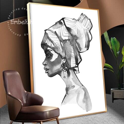 Embelish 1 Pieces Modern Home Decor Fashion African Woman Hand Draw Wall Posters For Living Room Home Decor HD Canvas Paintings