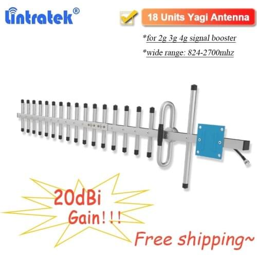 20dbi High Gain Outdoor 18 units Yagi Antenna 824-2700mhz LTE GSM WCDMA for 2G 3G 4G Cellphone Cellular Signal Amplifier Booster
