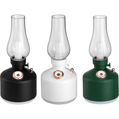 USB Chargeable Retro Lamp Air Humidifier With LED Light Aromatherapy Diffuser Mist Maker For Home Decoration