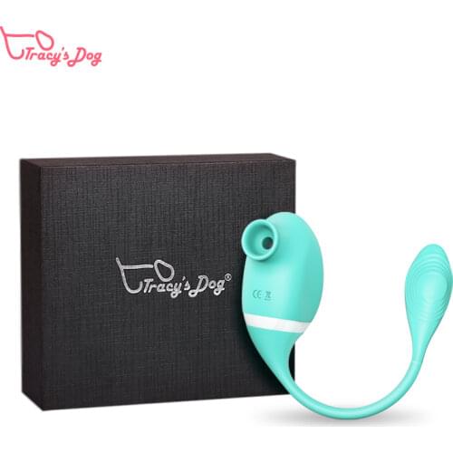 Tracys Dog Adult Couples Vacuum Sucking Dual Stimulation Vibrating Blue Double Head Shock Egg For Women Sex Toys