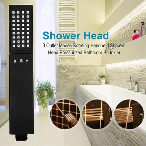 360 Degree Rotating Nozzle Black Rectangle Pressurized Shower Faucet Shower Head 3 Water Outlet Methods Water Spray Gun Function
