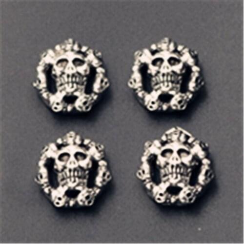 WKOUD 10pcs Silver Color Mini 8 Skull Combination annularity Charm Bracelet Necklace DIY Fashion Alloy Pendants A826