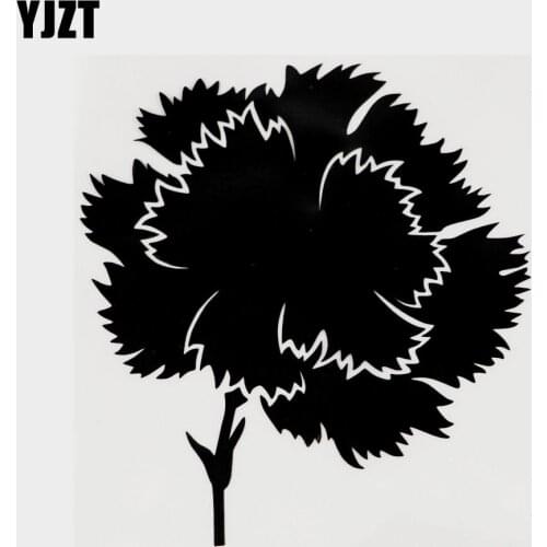 YJZT 13.7CM×14.6CM Fashion Plant Flower Vinyl Motorcycle Car Sticker Decal Black/Silver 18B-0167