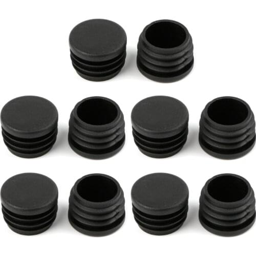 10Pcs Black Plastic Furniture Leg Plug Blanking End Cap Bung For Round Pipe Tube L69A