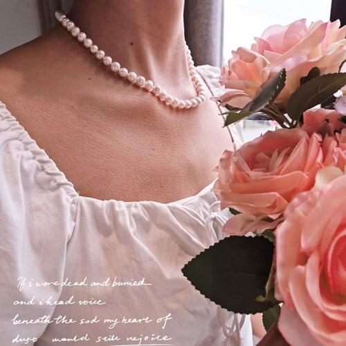 DMNFP123 Freshwater Pearl Necklace 925 Sterling Silver 6-7/7-8mm White/Black Natural Pearl Necklace For Women Gift