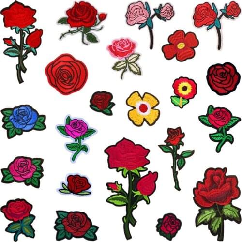 100pcs Computer Embroidery Cloth Patches Hot Selling Rose Series High-end Clothing Accessories Shoe Bag Patch BTSZ022
