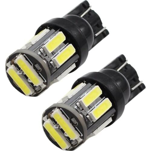 2Pcs T10 W5W 10 Led 7020 SMD Lights Car W5W LED 194 168 Wedge Side Replacement Instrument Panel Lamp White Bulbs T10 LED Light