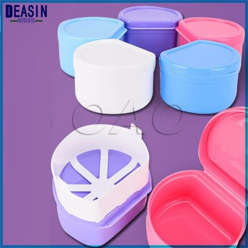Deasin 3pc Professional Denture Bath Appliance Heart-shaped False Teeth Box Storage Case Rinsing Convenient ,cleaning and safety