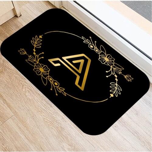 40x60cm Cute Diy Print Floor Mat Bathroom Ground Mat Slip Door Bath Pad Rug Living Room Carpet Black Color Letter