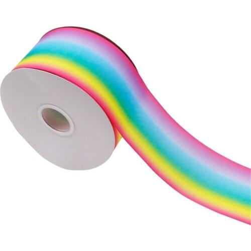 75MM Flower Rainbow gradient Ribbon band 100yards/lot Wedding Party Decoration Gift hairbow headwear DIY decoration