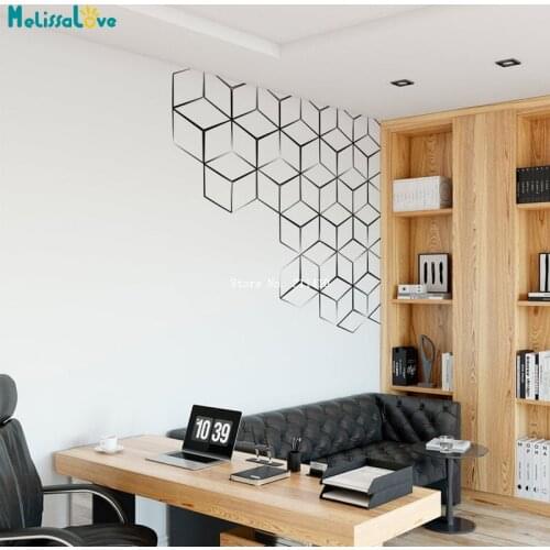 Cubes Abstract ArtCorner Decor Geometric Wall Stickers Minimalist New Murals Removavle Decals YT5990