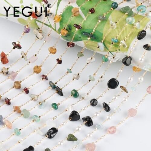 YEGUI C198,diy chain,18k gold plated,copper metal,natural stone,hand made,charms,jewelry making,diy bracelet necklace,1m/lot
