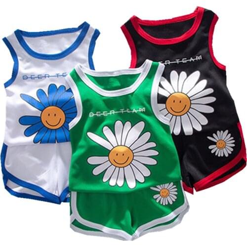 Childrens suit Boys girls set Short sleeve summer wear Baby clothes Sports & Leisure Vest + shorts Ventilation Quick sportswear