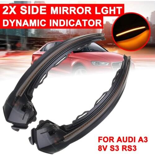 For Audi A3 / S3 MK3 8V 2014-on 1 Pair Led Car Daytime Fog Day Running Lights Rearview Mirror Dynamic Strobe Strip Turn Lamp