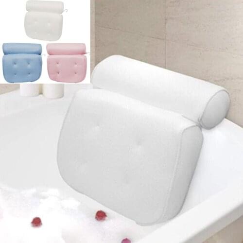 Comfort 3D Air Mesh Bathtub Head Pillow Home Bathroom Accessories With Polyester Fiber 4 Suction Cups Bathtub Pillow
