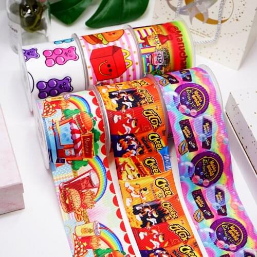 Free shipping 50 yard 3 inch 75 mm 38 mm 25 mm cartoon printed grosgrain ribbon 46665