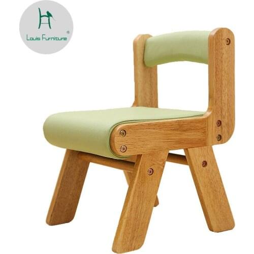 Louis Fashion Childrens Chair Backs Solid Wood Baby Child Kindergarten Family Dining Stool Learning
