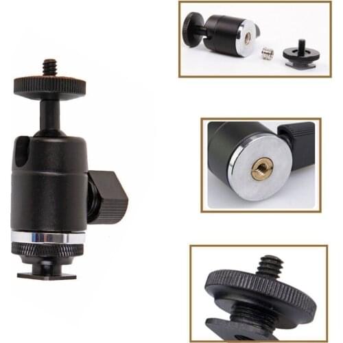 Mini Ball Head Mount Flash Bracket w/ Hot Shoe Mount Adapter Camera Cradle 1/4"