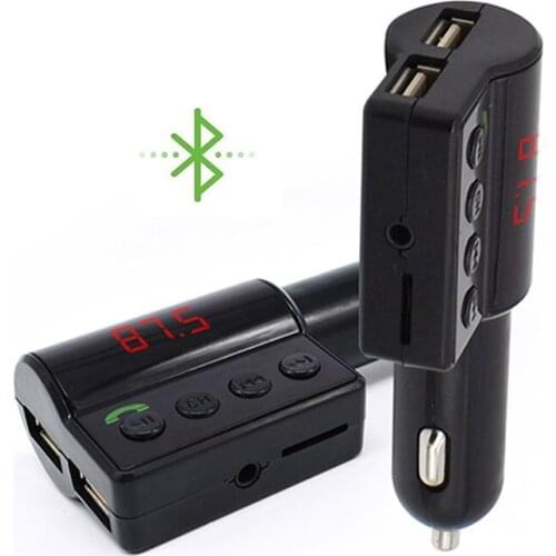 Multi-Function Cigarette Lighter Bluetooth FM Transmitter MP3 Player Hands Free Car Kit Navigation Voice 2.1A USB Charger