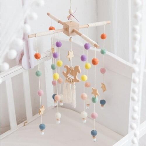 Mobile Hanging Rattles Toys Baby Wind-up Music Box Hanger DIY Hanging Baby Crib Mobile Bed Bell Wood Toy Holder Arm Bracket