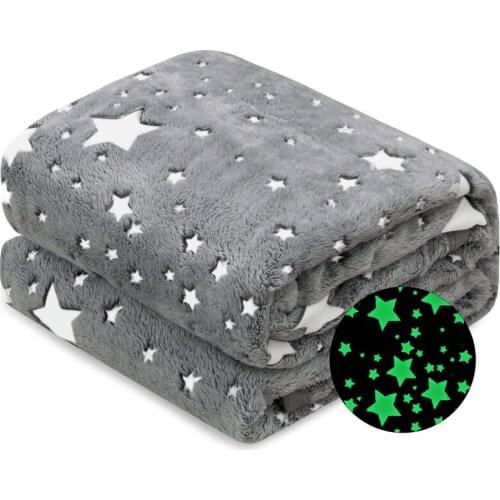 Throw Blanket with Star Design Soft Plush Microfiber Flannel Blanket for Kids and Adults Star Luminous Throw for Sofa Couch