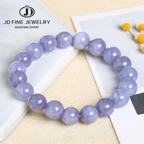 JD Natural Stone Purple Immitation Aquamarine 4 6 8 10 12 MM Chalcedony Beads Bracelet DIY Beads For Jewelry Making