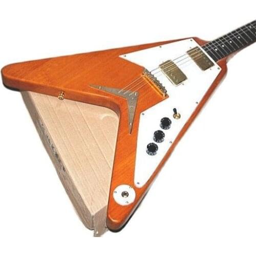 Irregular shaped red/black/grey electric guitar with pickup