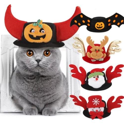 New Pet dog cats headdresses for Christmas and Halloween Pet cat headgear Santa headwear hats dog cat cosplay dressing up props