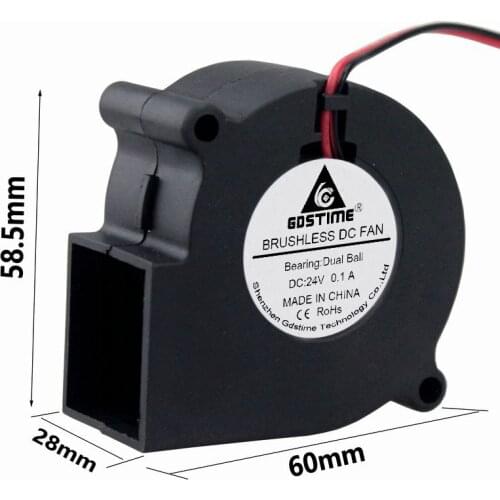 New original Double ball DC 12v 24v 6CM 6028 DIY high air volume turbo blower cooling fan