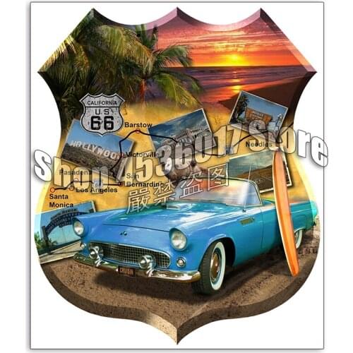 Full 5D DIY Diamond Painting California 66 Cars Beach Sunrise Art Embroidery Cross Stitch Needlework Diamond Mosaic Decor Gift