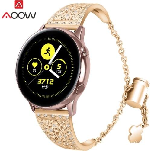 20mm 22mm Stainless Steel Bracelet for Samsung Galaxy Watch 42mm 46mm Galaxy Active Luxury Diamond Women Watchband Strap Band