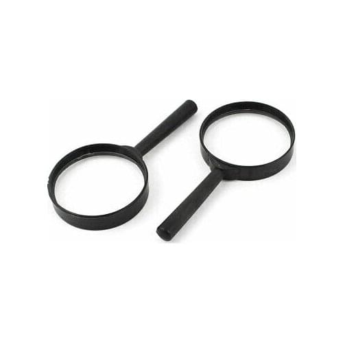 Handheld Plastic Frame 60mm Lens 3X Magnifier Magnifying Glass Black 2pcs