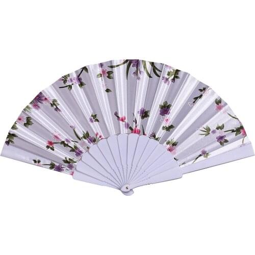 Folding Fans retro print Chinese Style Dance Wedding hand fan Lace Folding Held Flower Fans decorative abanico 2020 dropshipping