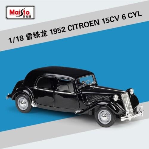 Maisto 1:18 Citroen 1952 CITROEN 15CV 6 CYL Vintage Car Simulation Alloy Finished Car Model With Base Collection Ornament Gifts