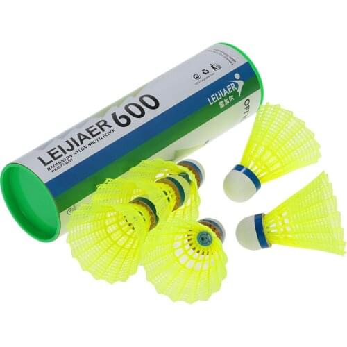 LEIJIAER 6PCS Professional Badminton Ball Yellow Feather Nylon Shuttlecocks Birdies Indoor Outdoor Practice Training Badminton