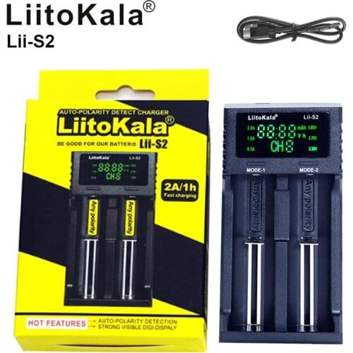Battery Charger for 18650 26650 21700 1.2V 3.7V 3.2V AA AAA 21700 NiMH li-ion Batteries Smart Chargers +USB Liitokala Lii-S2
