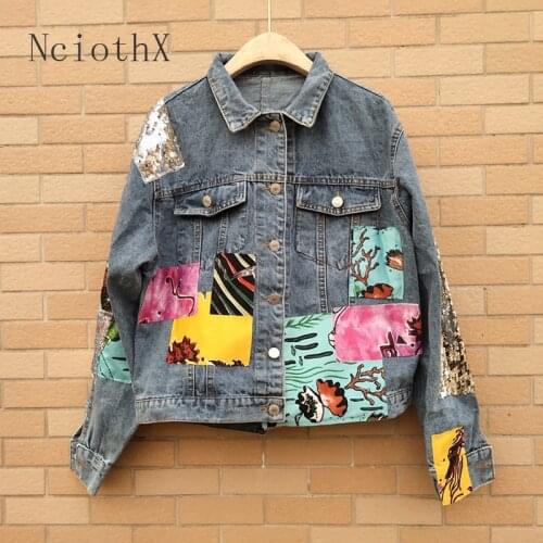 2021 Spring Autumn New Female Boho Denim Jacket Women Autumn Wintage Cartoon Pattern Qppliques Embroidery Outerwear Jean Coat