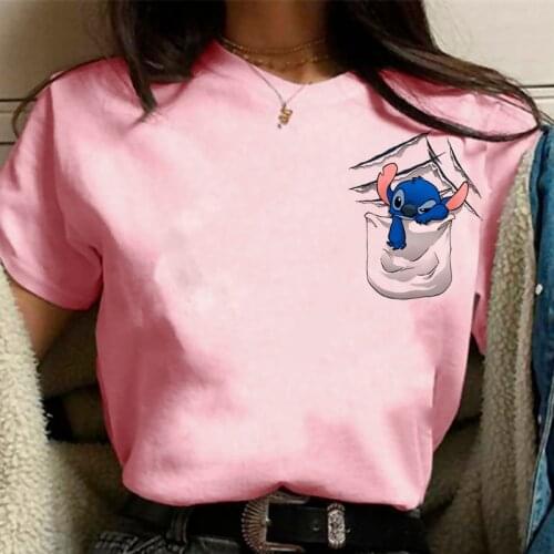 Kawaii Stitch Harajuku T Shirt Women Ullzang Funny Cartoon Graphic T-shirt Lilo Stitch Cute Anime Tshirt Fashion Top Tees Female
