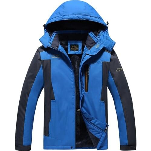 Winter Mens Warm Jacket Waterproof Outdoor Ski Snow Climb Hiking Sports Coats Fleece Liner Thicken 4Colors Oversize Plus S-9XL