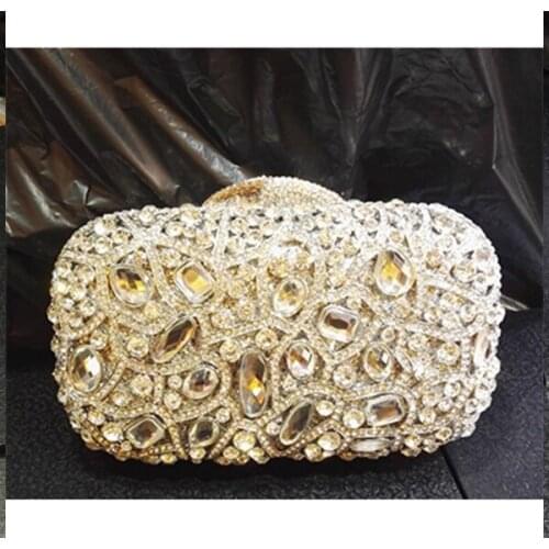 Gold Evening Bags Clutches For Women 2018 Luxury Rhinestone Womens Clutch Crystal Metal Purse Party Bag Diamond Handbags